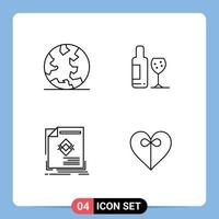 Set of 4 Modern UI Icons Symbols Signs for earth advertisement web glass magazine Editable Vector Design Elements