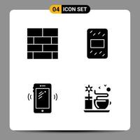 4 Black Icon Pack Glyph Symbols Signs for Responsive designs on white background 4 Icons Set Creative Black Icon vector background