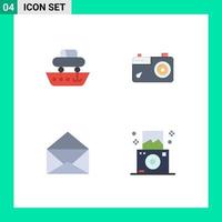 Pictogram Set of 4 Simple Flat Icons of car message transport image open Editable Vector Design Elements