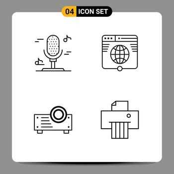 4 iconos creativos signos y símbolos modernos de presentación de audio globo dispositivo de red elementos de diseño vectorial editables vector
