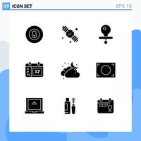 9 Creative Icons Modern Signs and Symbols of moon cloud baby ireland day Editable Vector Design Elements