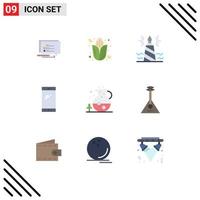 Pictogram Set of 9 Simple Flat Colors of samsung mobile pen smart phone edit Editable Vector Design Elements