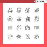 Stock Vector Icon Pack of 16 Line Signs and Symbols for movie draw female document color Editable Vector Design Elements