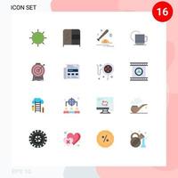 User Interface Pack of 16 Basic Flat Colors of aim hotel baseball hot sport Editable Pack of Creative Vector Design Elements