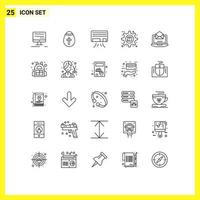 25 Thematic Vector Lines and Editable Symbols of mail server air product options Editable Vector Design Elements