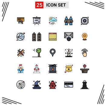 conjunto moderno de 25 colores planos de línea rellena y símbolos, como elementos de diseño de vectores editables de póquer de chip de aplicación de configuración web