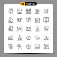 25 Black Icon Pack Outline Symbols Signs for Responsive designs on white background 25 Icons Set Creative Black Icon vector background