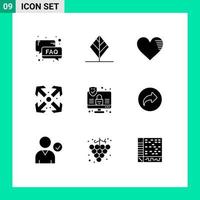 Stock Vector Icon Pack of 9 Line Signs and Symbols for computer enlarge tree arrows favorite Editable Vector Design Elements