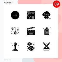 Set of 9 Modern UI Icons Symbols Signs for clapboard decoration search christmas timer Editable Vector Design Elements