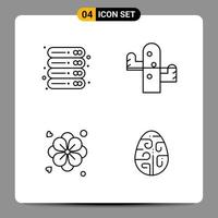 4 Black Icon Pack Outline Symbols Signs for Responsive designs on white background 4 Icons Set Creative Black Icon vector background