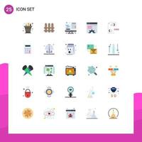Flat Color Pack of 25 Universal Symbols of coding web brower calculator setting data Editable Vector Design Elements