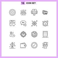 16 Thematic Vector Outlines and Editable Symbols of air date car folder vehicles Editable Vector Design Elements