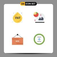 Stock Vector Icon Pack of 4 Line Signs and Symbols for fat new analysis marketing promotion Editable Vector Design Elements