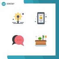 Flat Icon Pack of 4 Universal Symbols of bulb bubble mobile chat celebrate Editable Vector Design Elements