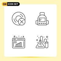 4 User Interface Line Pack of modern Signs and Symbols of computers business research gadget school data evaluation Editable Vector Design Elements