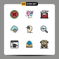 9 Creative Icons Modern Signs and Symbols of human sun chart spring cloud Editable Vector Design Elements