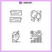 4 Icons in Line Style Outline Symbols on White Background Creative Vector Signs for Web mobile and Print Creative Black Icon vector background