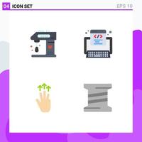 Group of 4 Flat Icons Signs and Symbols for appliances gestures cooking development mobile Editable Vector Design Elements