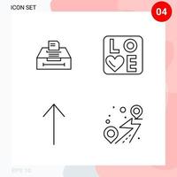 Vector Pack of 4 Icons in Line Style Creative Outline Pack isolated on White Background for Web and Mobile Creative Black Icon vector background