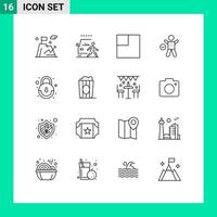 Mobile Interface Outline Set of 16 Pictograms of lock man road health gym Editable Vector Design Elements