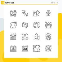 Pictogram Set of 16 Simple Outlines of office chair spring business armchair Editable Vector Design Elements