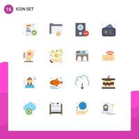 Flat Color Pack of 16 Universal Symbols of movie coupon computers pass remove Editable Pack of Creative Vector Design Elements