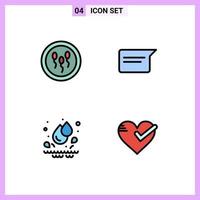 Universal Icon Symbols Group of 4 Modern Filledline Flat Colors of biochemistry drops laboratory basic park Editable Vector Design Elements