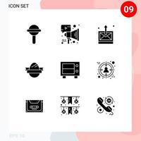 Set of 9 Commercial Solid Glyphs pack for money holidays business holiday easter egg Editable Vector Design Elements