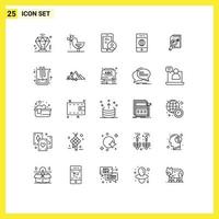 Set of 25 Modern UI Icons Symbols Signs for analysis world gdpr internet connection Editable Vector Design Elements