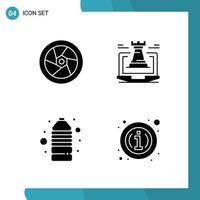 Vector Pack of 4 Glyph Symbols Solid Style Icon Set on White Background for Web and Mobile Creative Black Icon vector background