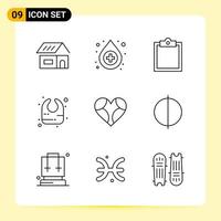 9 Creative Icons for Modern website design and responsive mobile apps 9 Outline Symbols Signs on White Background 9 Icon Pack Creative Black Icon vector background