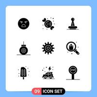 Stock Vector Icon Pack of 9 Line Signs and Symbols for submarine bathyscaph stamp seal mark Editable Vector Design Elements