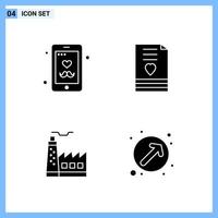 4 Icons Solid style Creative Glyph Symbols Black Solid Icon Sign Isolated on White Background Creative Black Icon vector background