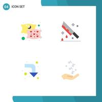 Group of 4 Flat Icons Signs and Symbols for pillow reload blood knife fist Editable Vector Design Elements