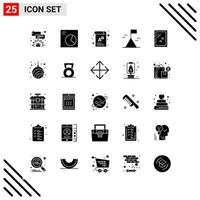 Pixle Perfect Set of 25 Solid Icons Glyph Icon Set for Webite Designing and Mobile Applications Interface Creative Black Icon vector background