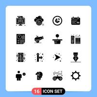 Pack of 16 creative Solid Glyphs of date canada cancel report diagram Editable Vector Design Elements