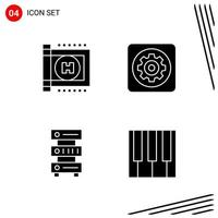 Collection of 4 Vector Icons in solid style Pixle Perfect Glyph Symbols for Web and Mobile Solid Icon Signs on White Background 4 Icons Creative Black Icon vector background