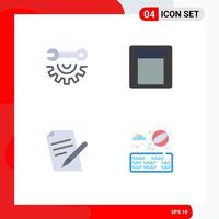 Group of 4 Modern Flat Icons Set for wrench wheel pen repair toggle beach ball Editable Vector Design Elements