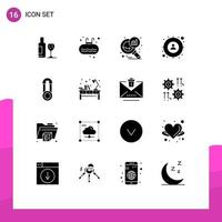 conjunto de 16 iconos modernos de la interfaz de usuario signos de símbolos para el hombre bebé estadísticas de búsqueda de objetivos de natación elementos de diseño vectorial editables vector