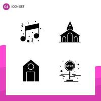 Glyph Icon set Pack of 4 Solid Icons isolated on White Background for responsive Website Design Print and Mobile Applications Creative Black Icon vector background