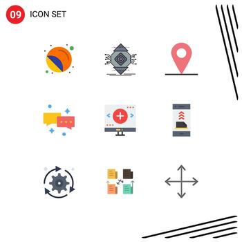 Set of 9 Modern UI Icons Symbols Signs for find email computer mail chat Editable Vector Design Elements