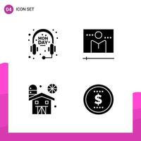 Glyph Icon set Pack of 4 Solid Icons isolated on White Background for responsive Website Design Print and Mobile Applications Creative Black Icon vector background