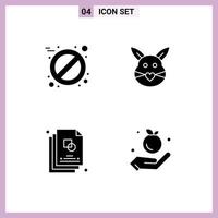 Modern Set of 4 Solid Glyphs and symbols such as aspirin creative rabbit cute design Editable Vector Design Elements