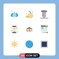 9 Thematic Vector Flat Colors and Editable Symbols of browser car tools building cash Editable Vector Design Elements