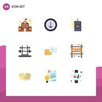 Modern Set of 9 Flat Colors Pictograph of accommodation message studio bubble training Editable Vector Design Elements