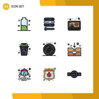 Modern Set of 9 Filledline Flat Colors Pictograph of birthday garbage web life youtube Editable Vector Design Elements