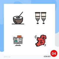 Set of 4 Modern UI Icons Symbols Signs for bowl transfusion drink healthcare business Editable Vector Design Elements