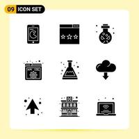 9 Creative Icons for Modern website design and responsive mobile apps 9 Glyph Symbols Signs on White Background 9 Icon Pack Creative Black Icon vector background