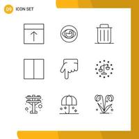 Modern Set of 9 Outlines and symbols such as layout grid reality trash recycle Editable Vector Design Elements