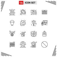 Set of 16 Modern UI Icons Symbols Signs for egg bird pillow shopping barcode Editable Vector Design Elements